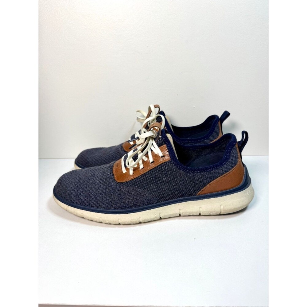 Cole Haan Blue Knit Tan Leather Zerogrand Stitchlite Lace Up Oxford | Size 12
